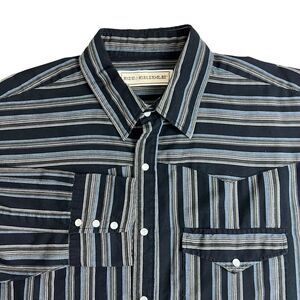 Bit &‎ Bridle Mens Striped Long Sleeve Pearl Snap Button Up Western Shirt XLT